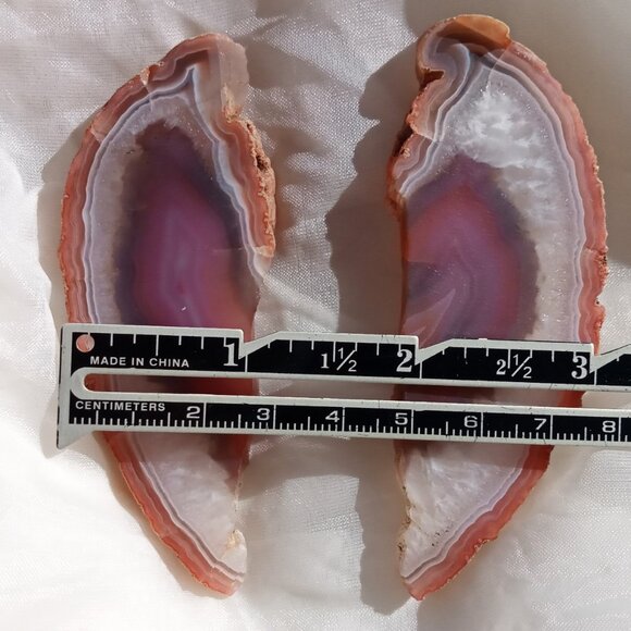 Swazi Agate Lapidary Art 2pc set Slice/Slab Specimens Natural Stone Not Polished - Picture 6 of 6